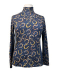 Arista Equestrian 1/4 Zip Shirt in Grey/Gold Horseshoes