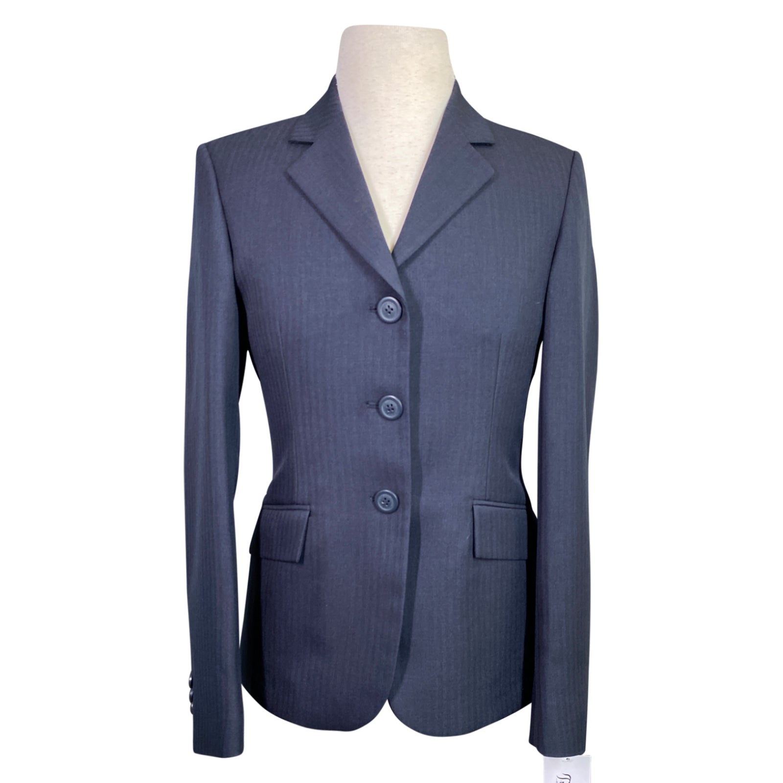 Front of RJ Classics &#39;Hampton&#39; Washable Show Jacket in Navy Pinstripe - Children&#39;s 14R