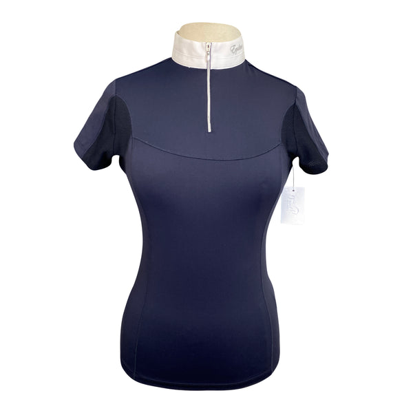 Equiline 'Contemporary' 1/4 Zip Performance Show Shirt in Navy/White - Women's Small