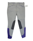 Dover Saddlery Wellesley Classic Piped Knee-Patch Breech in Light Grey