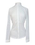 Cavalleria Toscana Perforated Jacquard L/S Competition Shirt w/Bib in White
