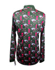 Espoir Quarter Zip Sun Shirt in Green Blanketed Horses