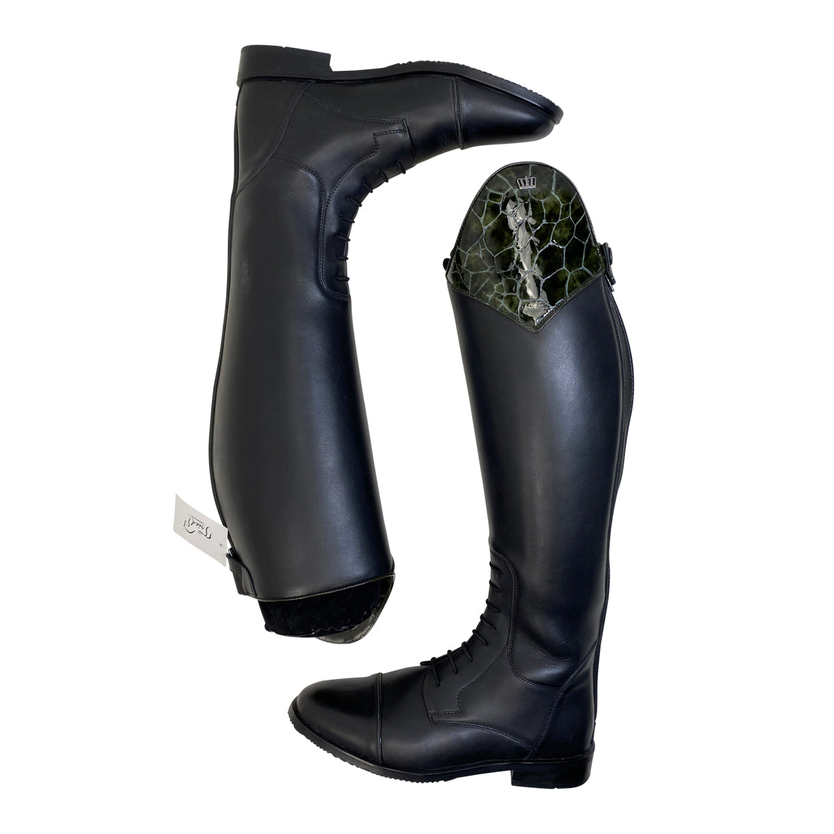 Kingsley 'Aspen 2' Field Boots in Black w/Green Crocodile