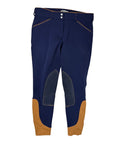Dover Saddlery Wellesley Classic Piped Knee-Patch Breech in Navy/Peach