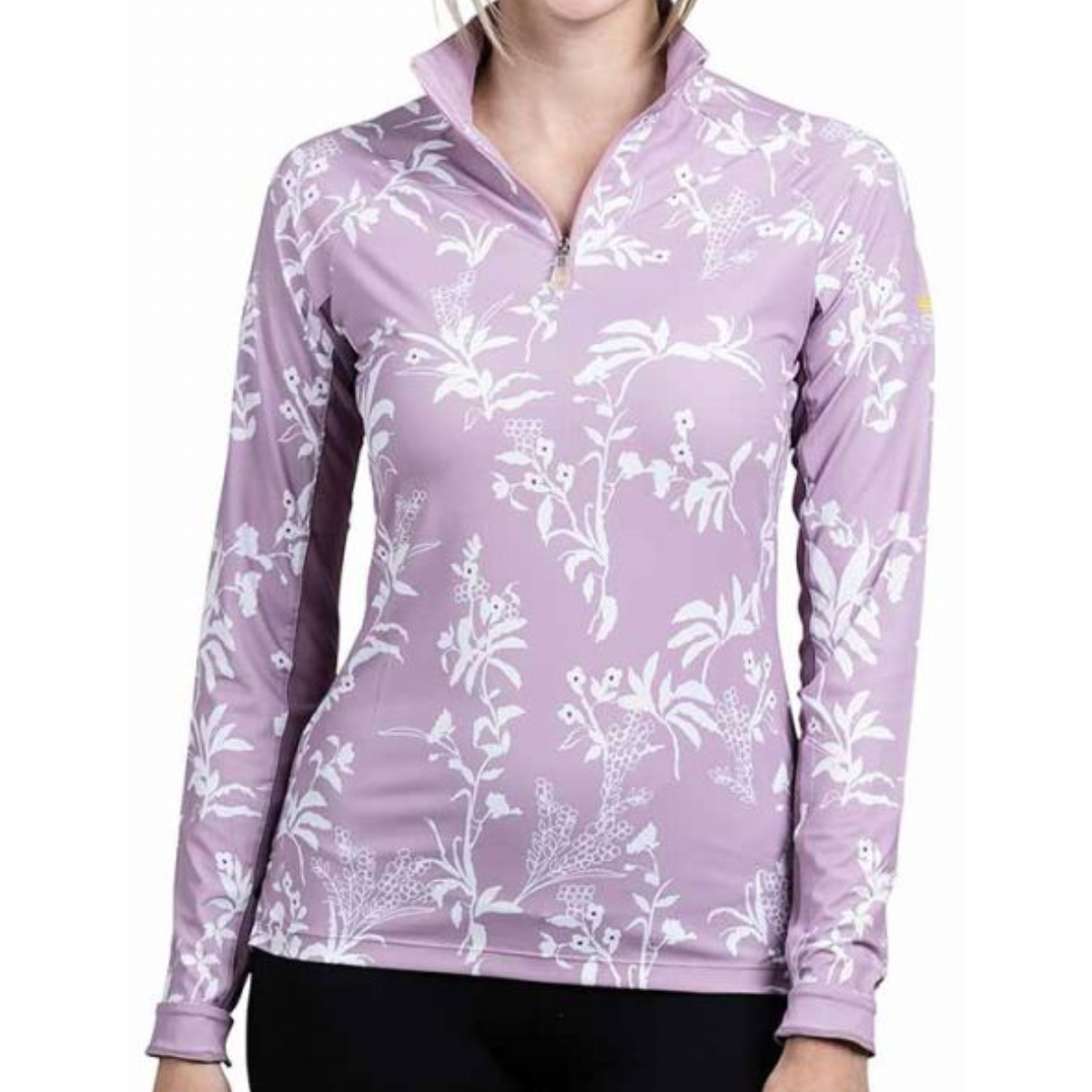 Kastel Long Sleeve 1/4 Zip in Lilac Floral