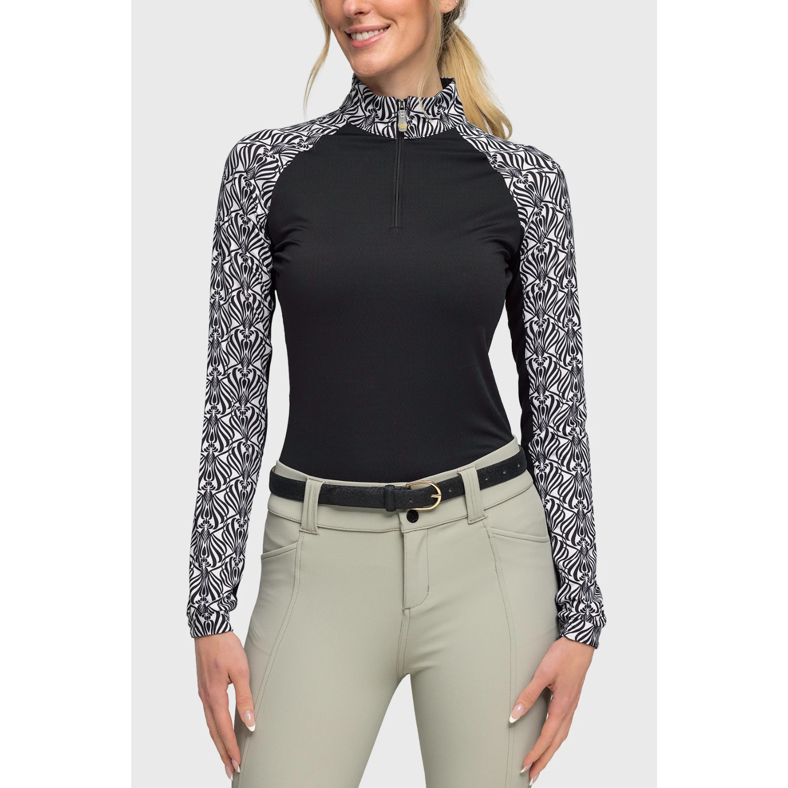 Kastel Long Sleeve Full Zip Taupe Belt Print Scuba Jacket - Sale