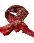 Silk Square Scarf in Red Paisley/Floral