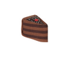 Brown socks folded into the shape of a cake