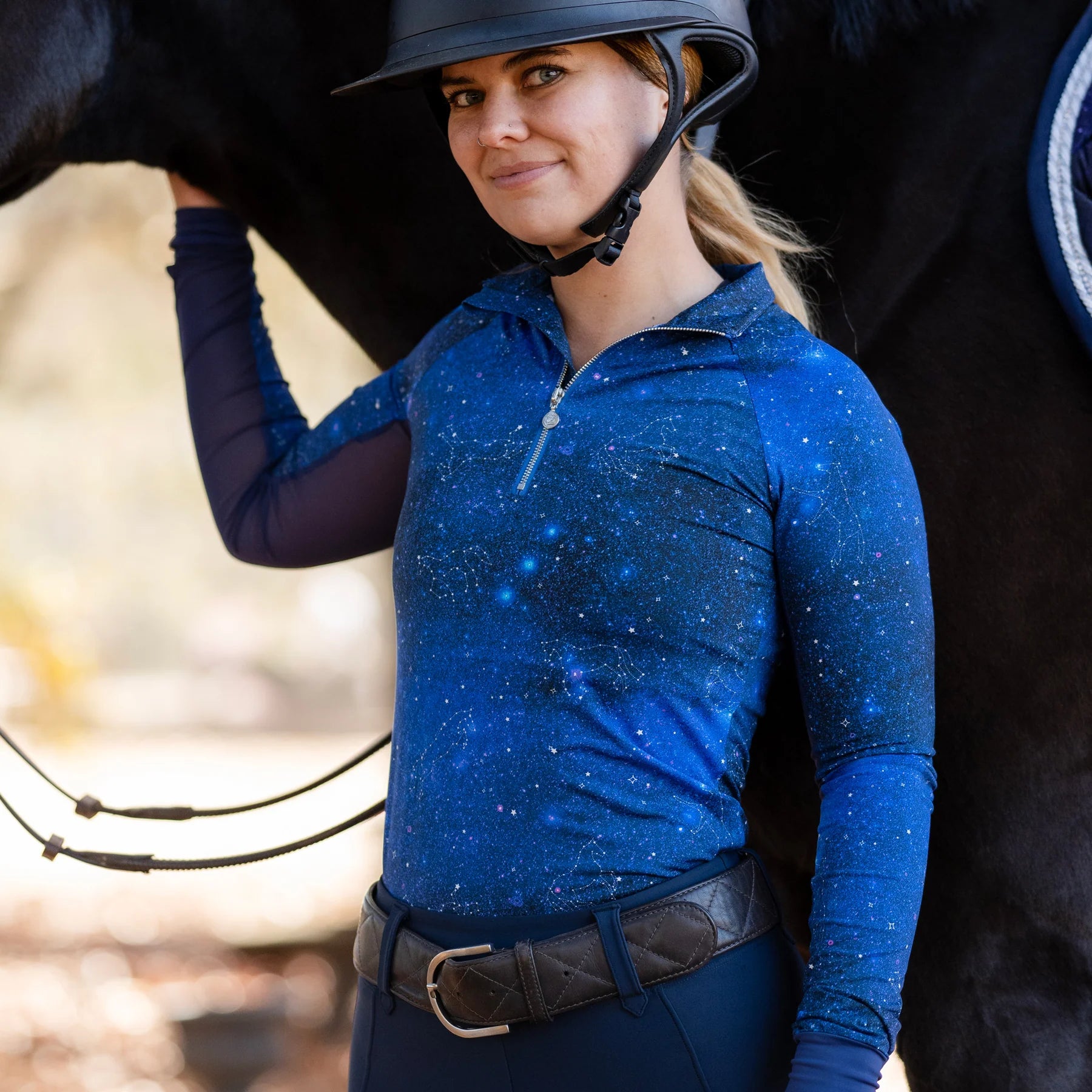 Dapplebay 1/4 Zip Light Riding Top in Constellation - Women’s XXL 
