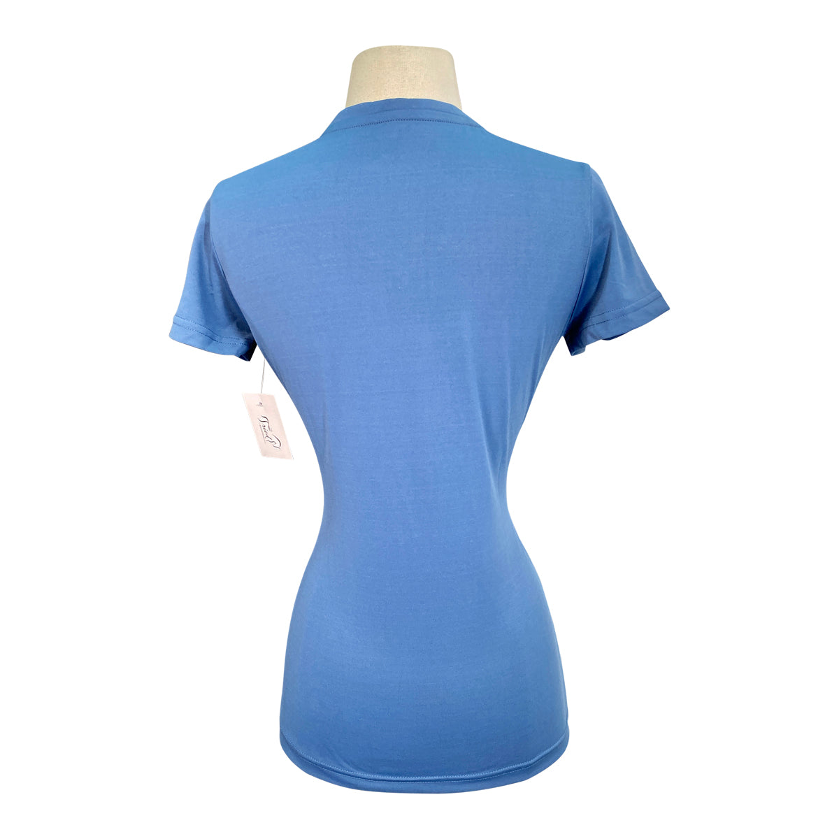 Back of TuffRider 'Taylor' EquiCool Short Sleeve V-Neck Tee in Ensign Blue - Women's XS