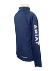 Ariat TEK Heat Series 1/4 Zip Long Sleeve Shirt in Navy/Red - Children's Large
