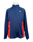 Ariat TEK Heat Series 1/4 Zip Long Sleeve Shirt in Navy/Red - Children's Large