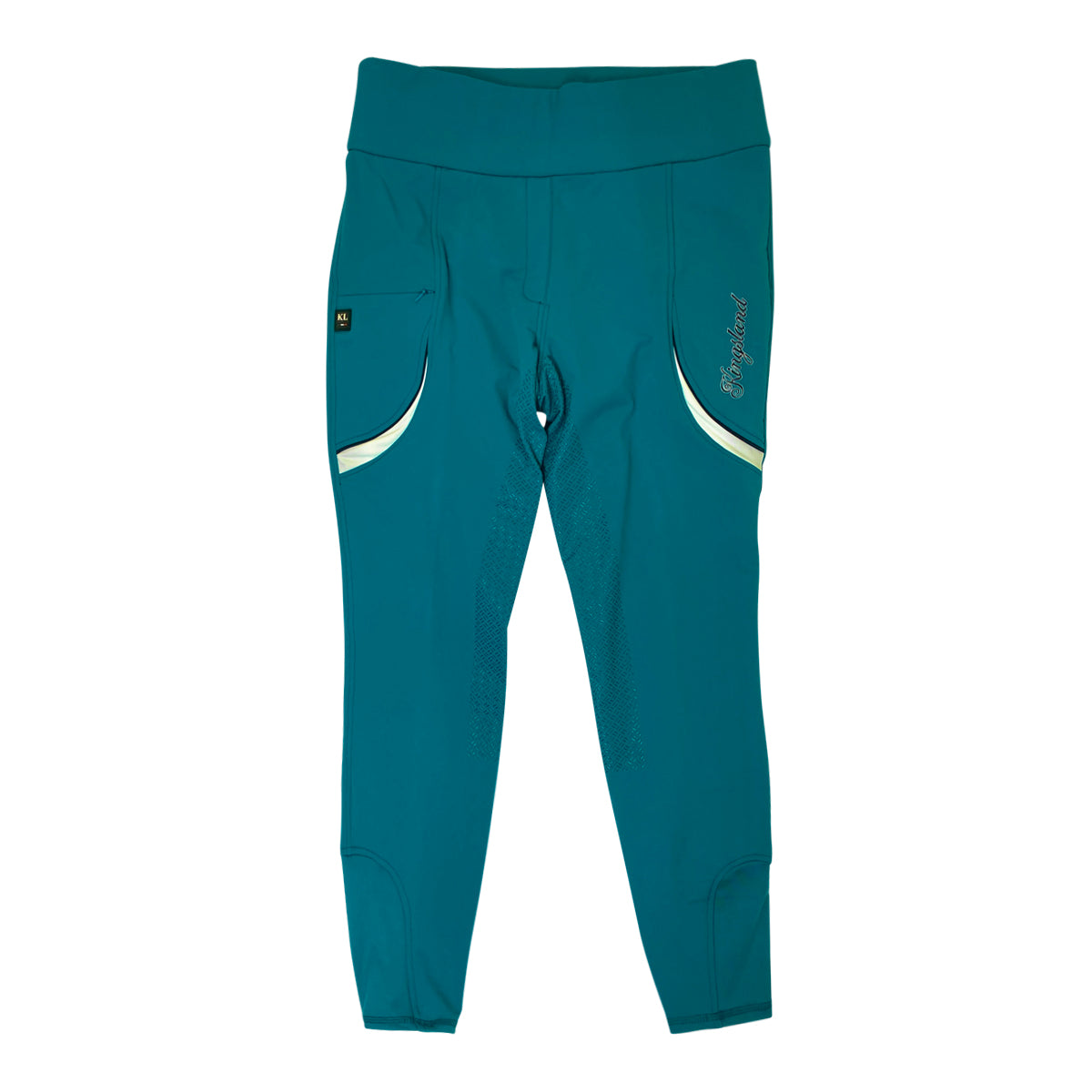 Front of Kingsland 'Katja' E-Tec Full Grip Pull On Breeches in Blue Deep Lagoon - Women's EU 44 (US 32)