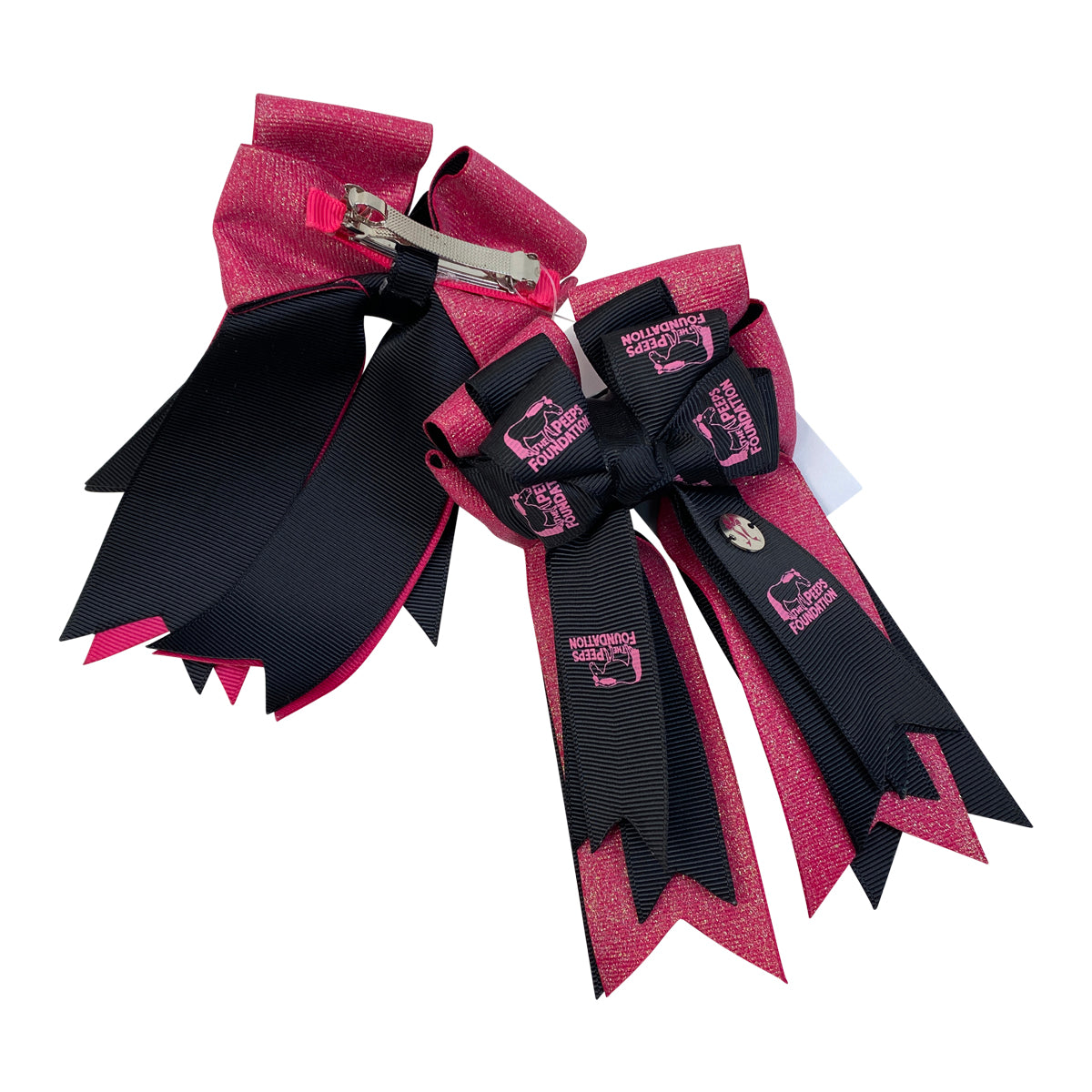 Ponytail Bows Peeps Foundation Show Bows in Black/ Sparkly Magenta