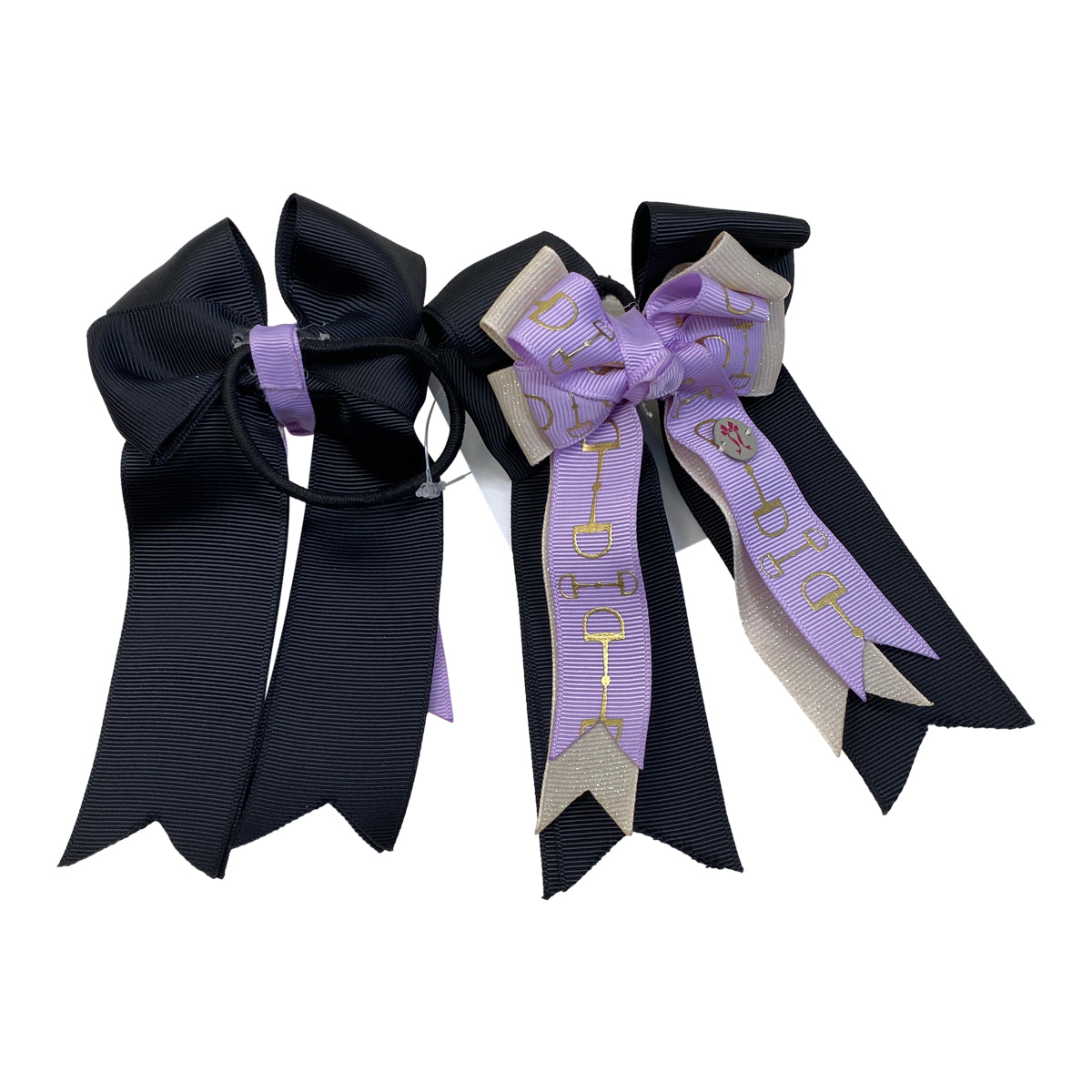 Ponytail Bows Show Bows in Lavender/ Gold Bits/ Sparkles/ Black