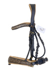 Halter Ego 'Hermes' Rock Crystal Flash Bridle in Brown/Champagne - Full