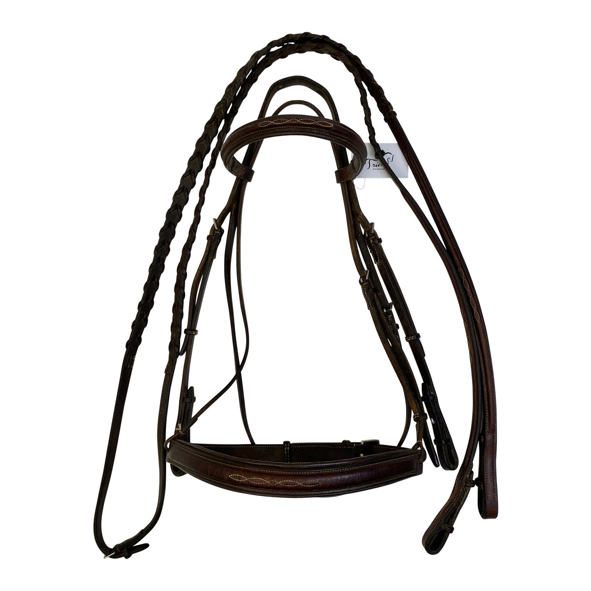 Edgewood Wide Noseband Hunter Bridle w/Laced Reins in Brown