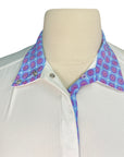 Essex Classics 'Talent Yarn' Short Sleeve Show Shirt in White w/Blue Geo Pattern