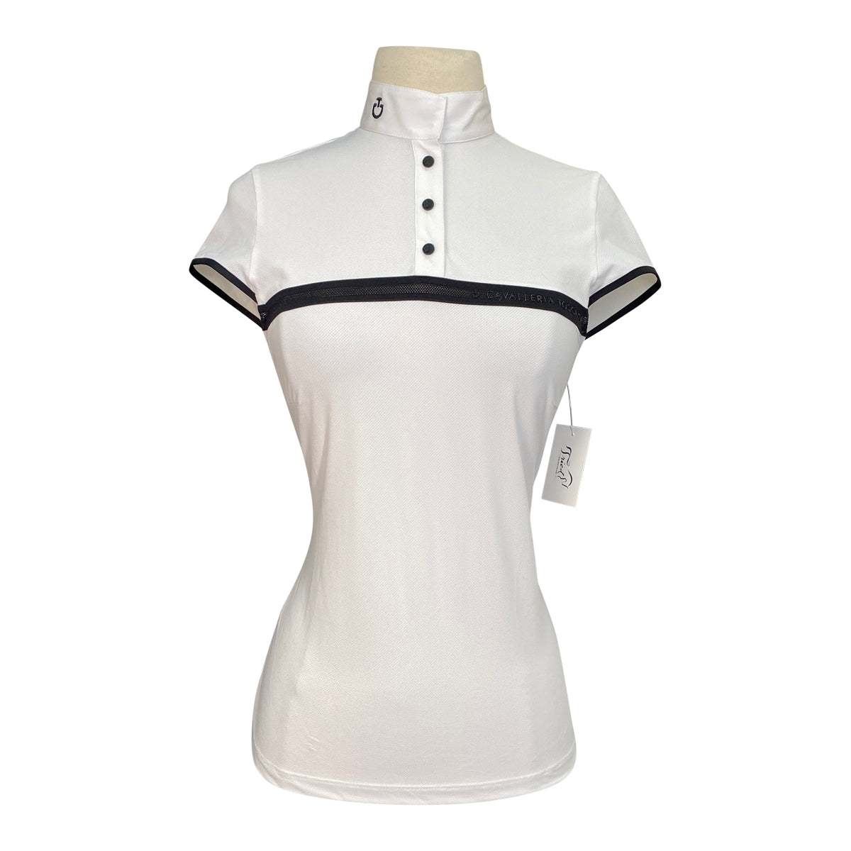 Cavalleria Toscana Jersey Mesh S/S Competition Shirt w/ Logo Tape in White