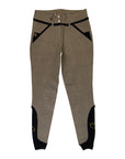 Cavalleria Toscana Print Knee Patch Breeches in Beige Plaid w/Black Trim
