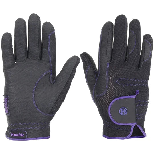 Kunkle Everyday Riding Gloves in Black/Purple - 5