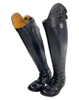 Front of La Mundial Custom Alligator Field Boots in Black