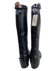 Back of La Mundial Custom Alligator Field Boots in Black