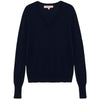 Hannah Childs 'Angelina Stripe' V-Neck Sweater in Midnight/White - Women's XS