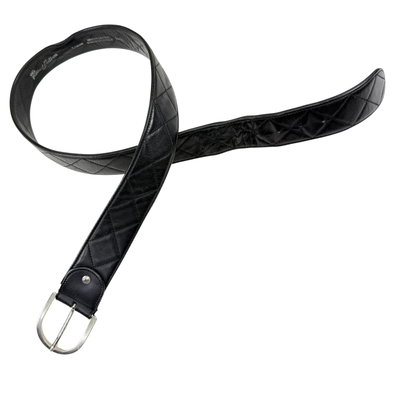 Tailored Sportsman Quilted Leather 'C' Belt in Black - Women's Large
