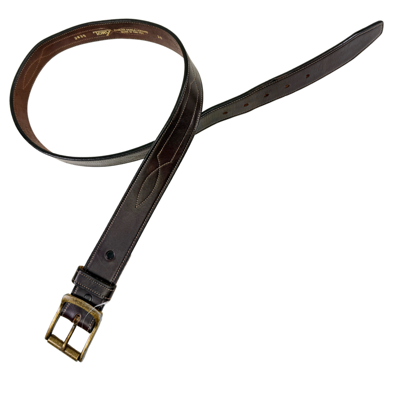 Tory Leather Fancy Stitched Belt in Havana