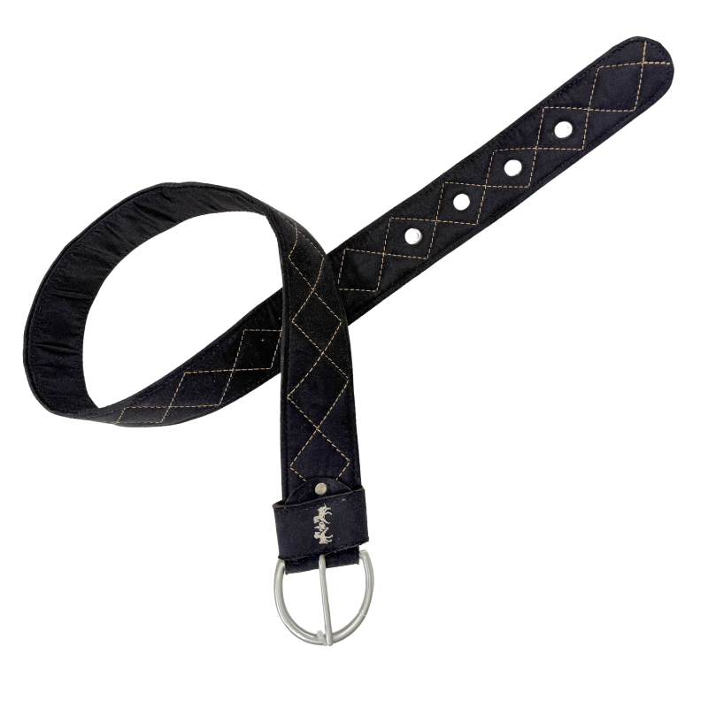 Equine Couture Diamond Quilted Suede Belt in Black - Women's Medium
