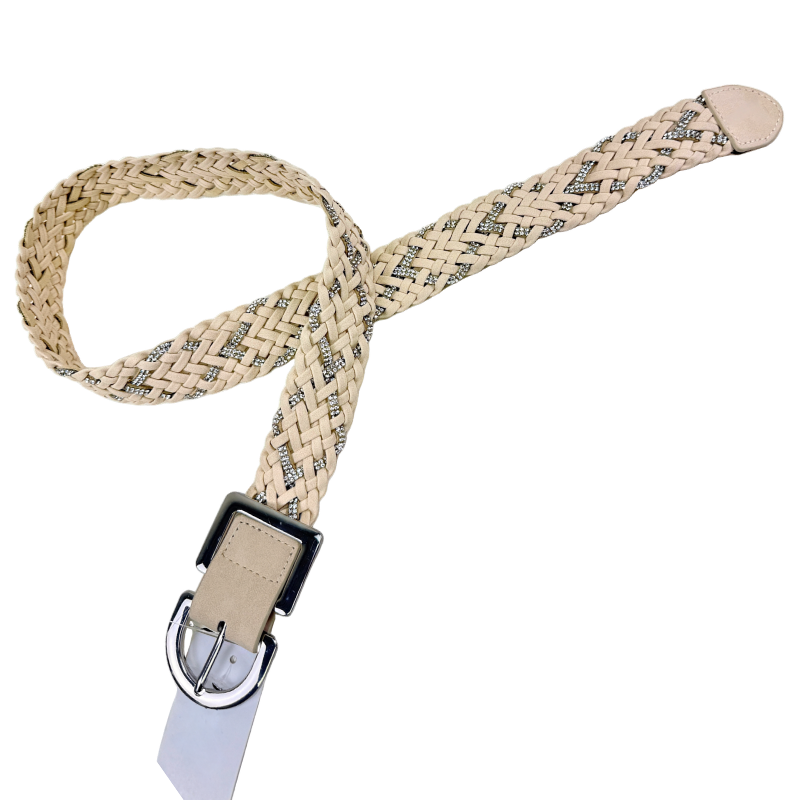 Pikeur Braided Leather Belt in Cream