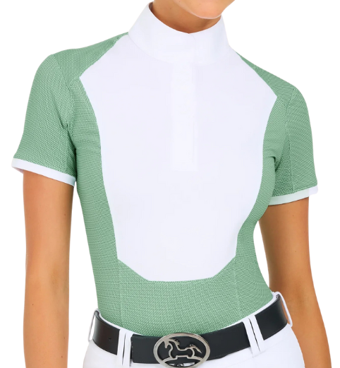 RJ Classics 'Tessa' Show Shirt in Green Petal Dots