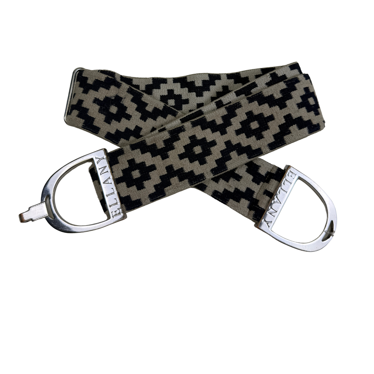 Ellany Elastic Stirrup Belt in Navy/Tan Tribal