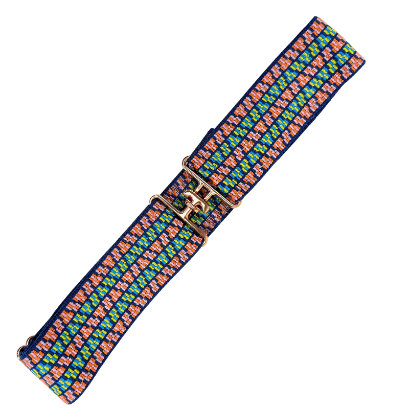 Botori Elastic Clasp Belt in Blue Multi 