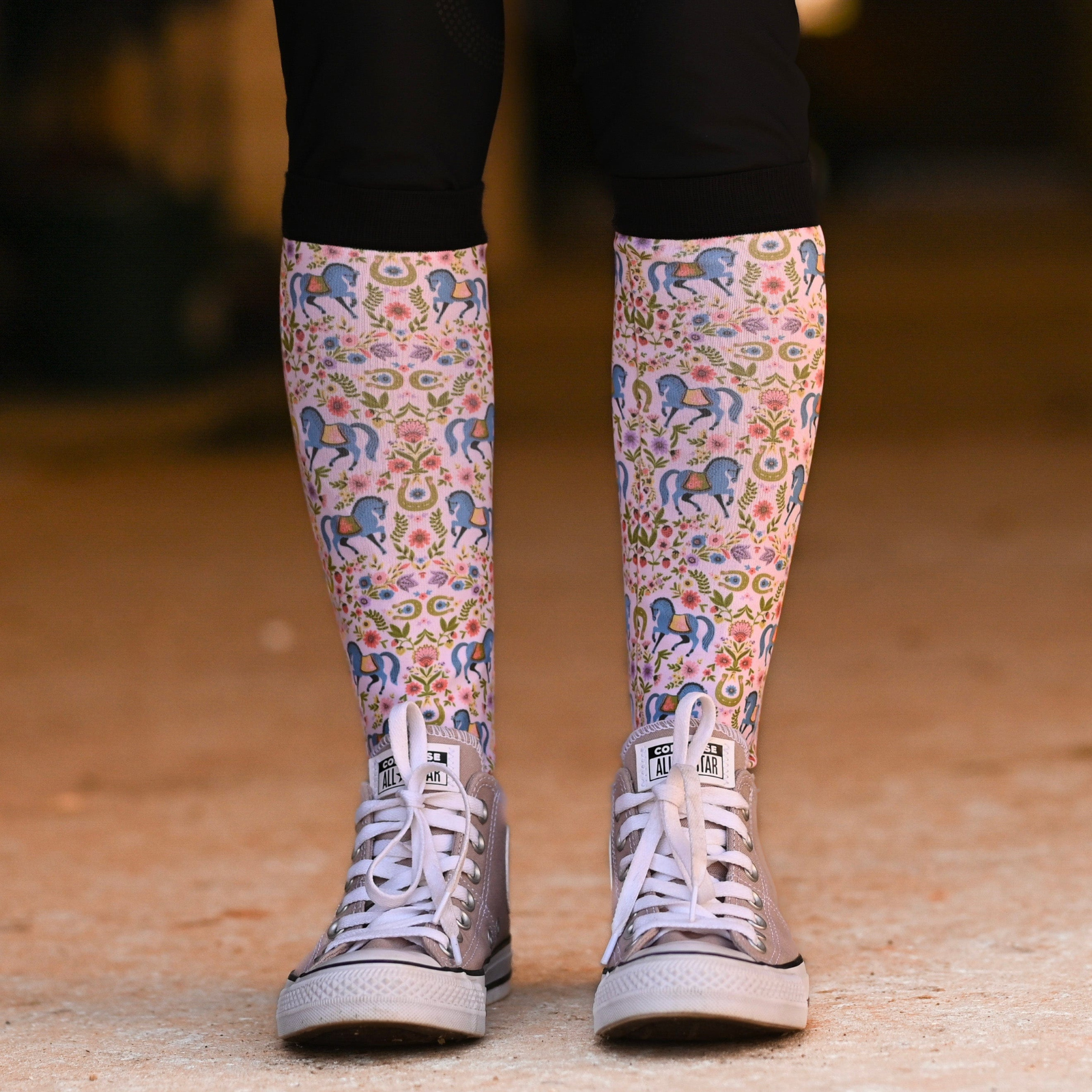 Dreamers &amp; Schemers Boot Socks in Horse Floral