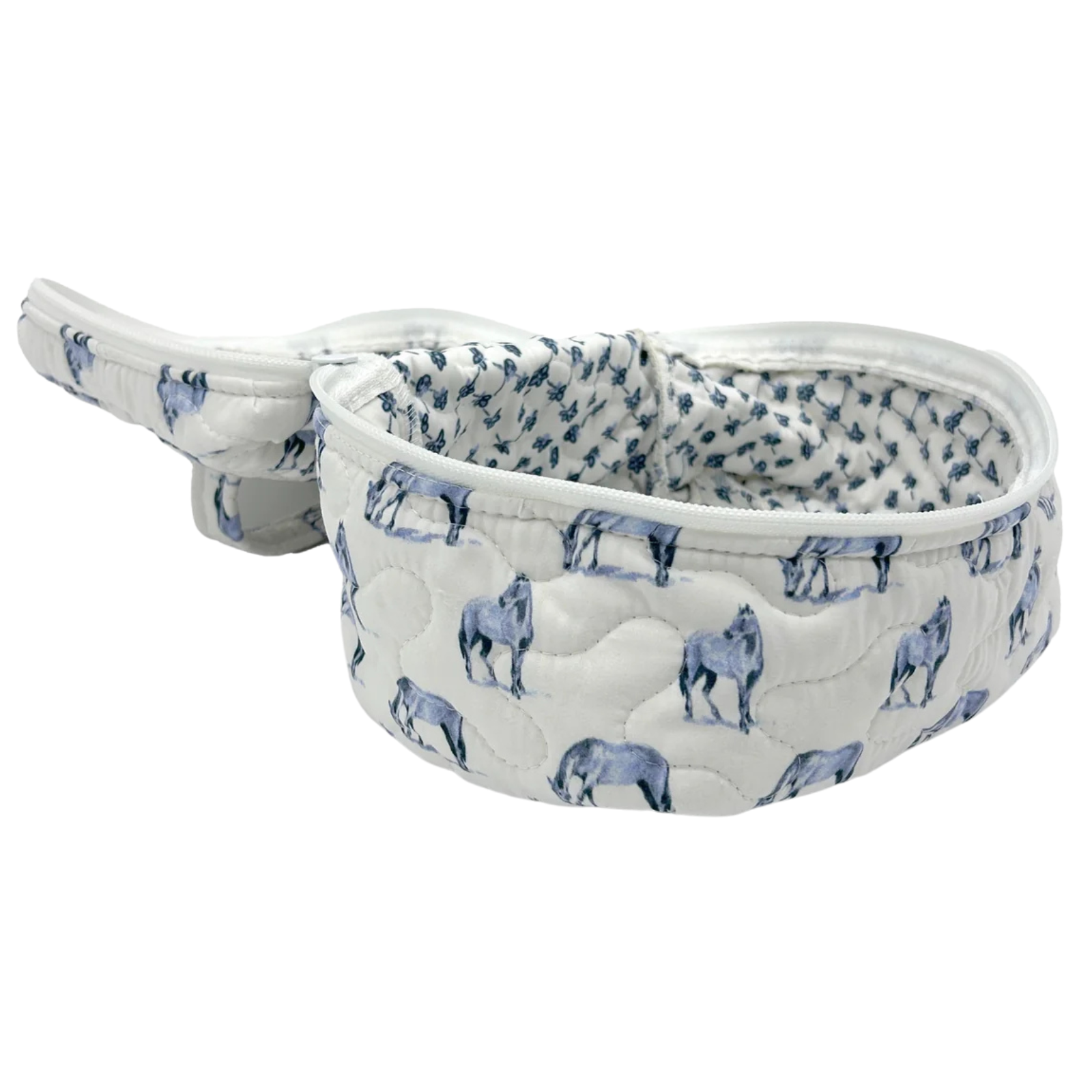 Ida Mae Quilted Travel Case in Horse Icon Blue