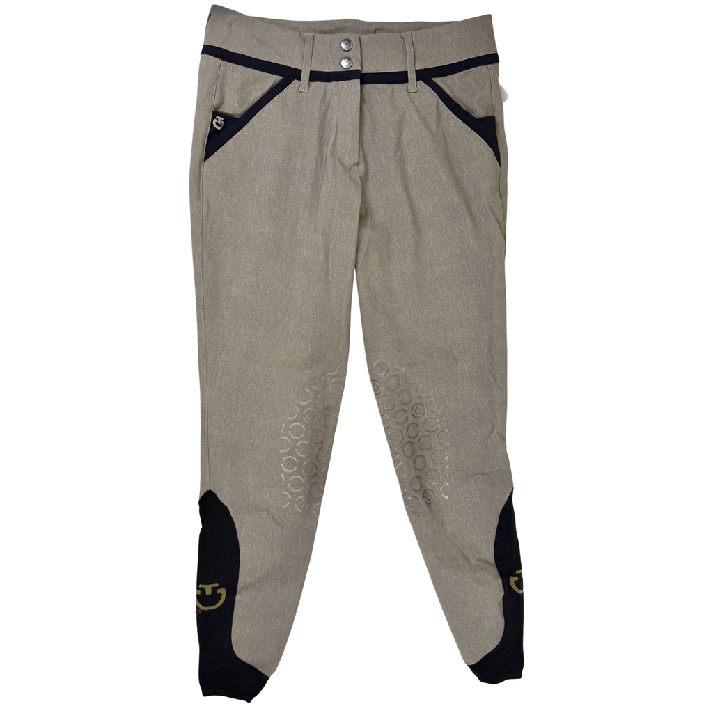 Cavalleria Toscana Print Knee Patch Breeches in Taupe Heather