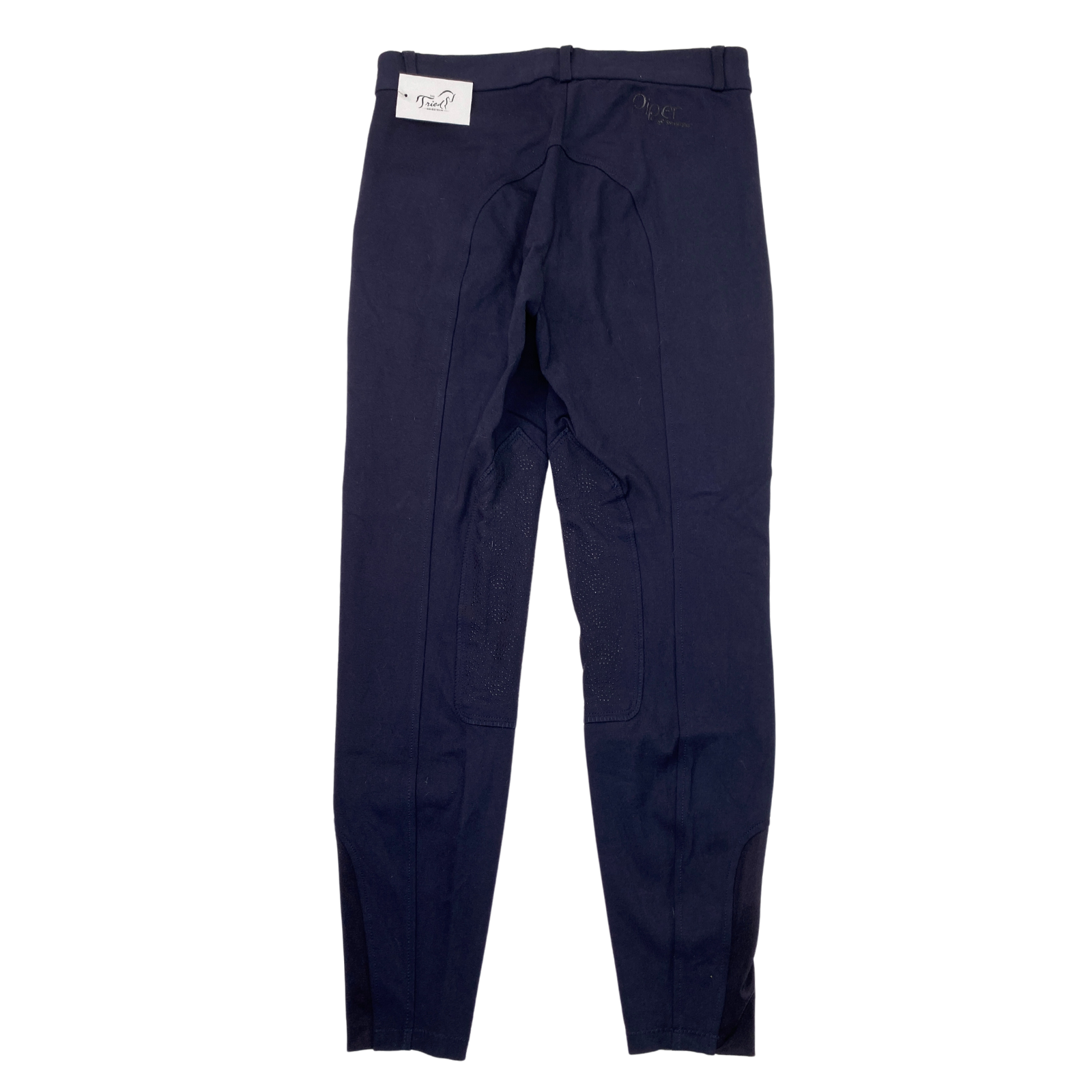 Back of SmartPak 'Piper' Knit Knee Patch Breeches in Navy - Women's 26R