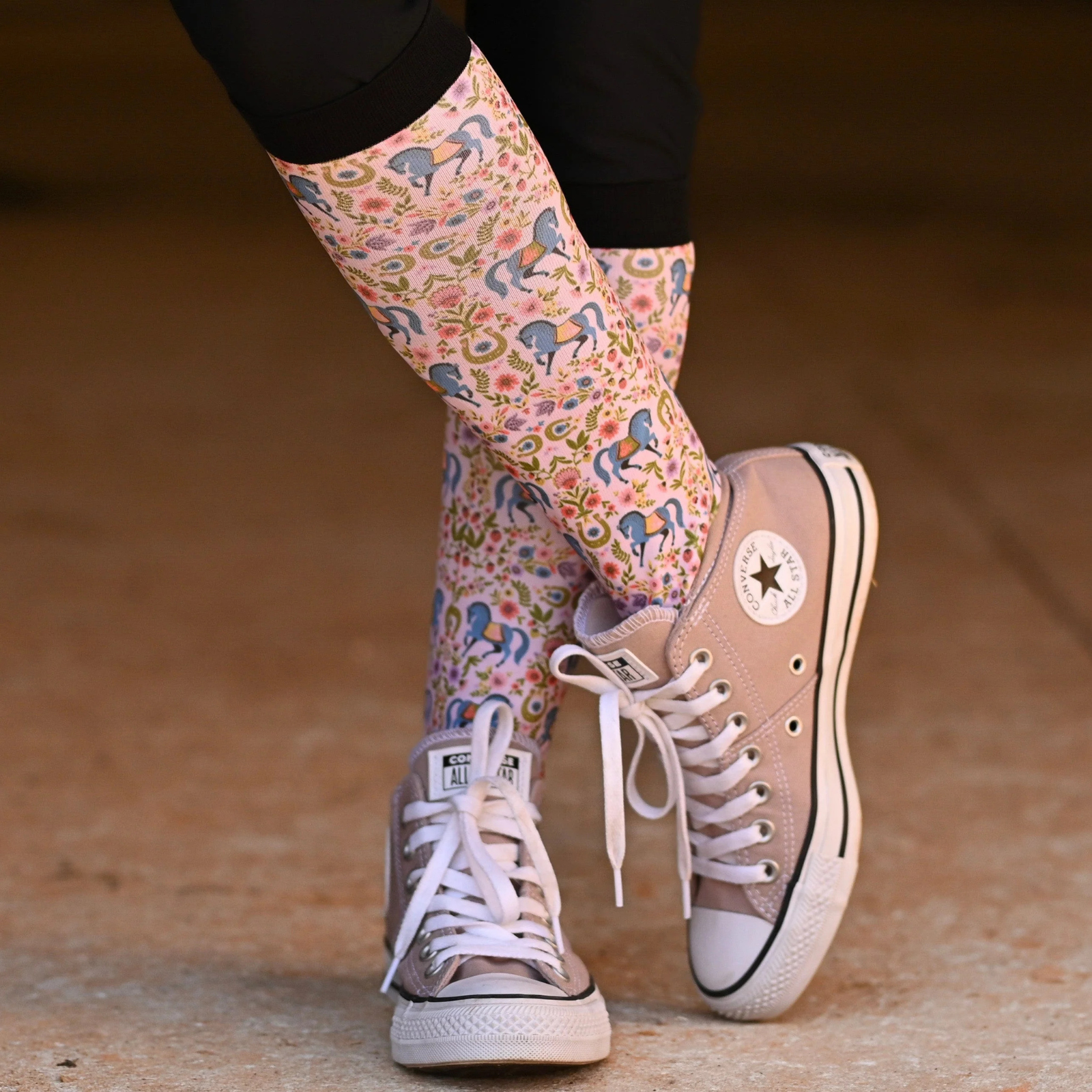 Dreamers &amp; Schemers Boot Socks in Horse Floral