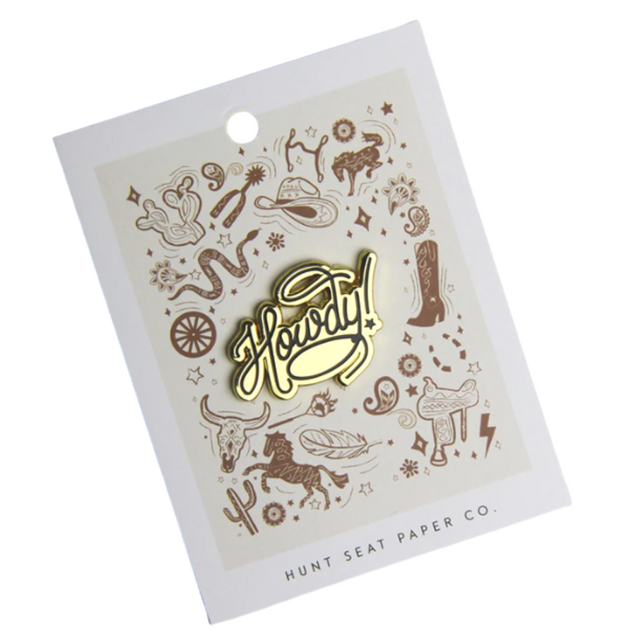 Hunt Seat Paper Co. 'Howdy!' Pony Pin in Gold - One Size