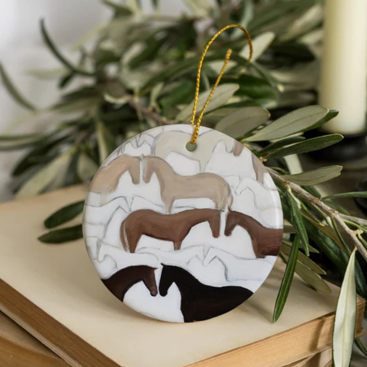 Bettina Norton Artwork Holiday Ornament in Herd