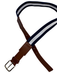 Sakkara Equestrian M Belt in Brown/White & Blue Stripes - Women's XS