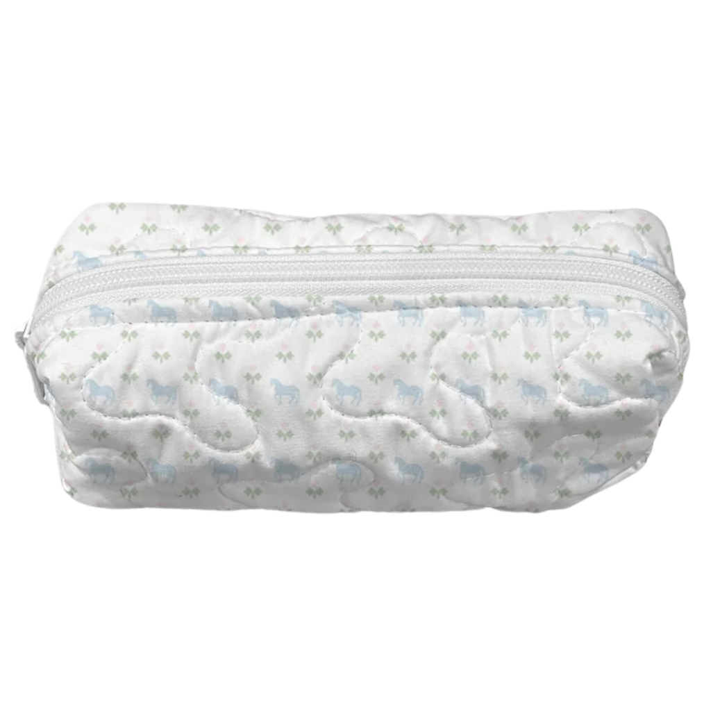 Ida Mae Small Quilted Tools Bag in Nayeli Floral Horse Icon Blue