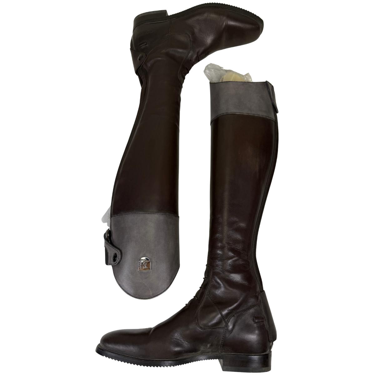 Tucci Time 'Everytime Galileo' Custom Tall Field Boots in Brown/Grey