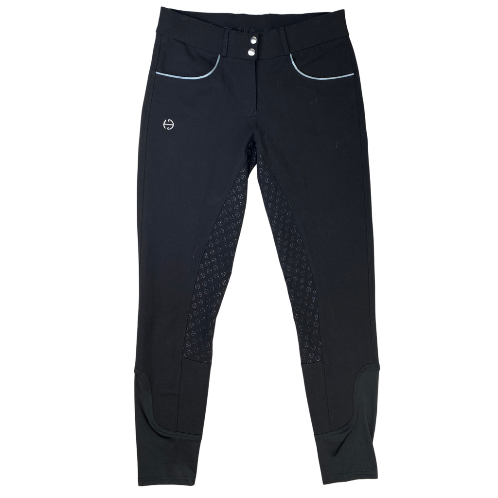 Halter Ego 'Perfection' Full Seat Breeches in Black/Silver - Women's US 38
