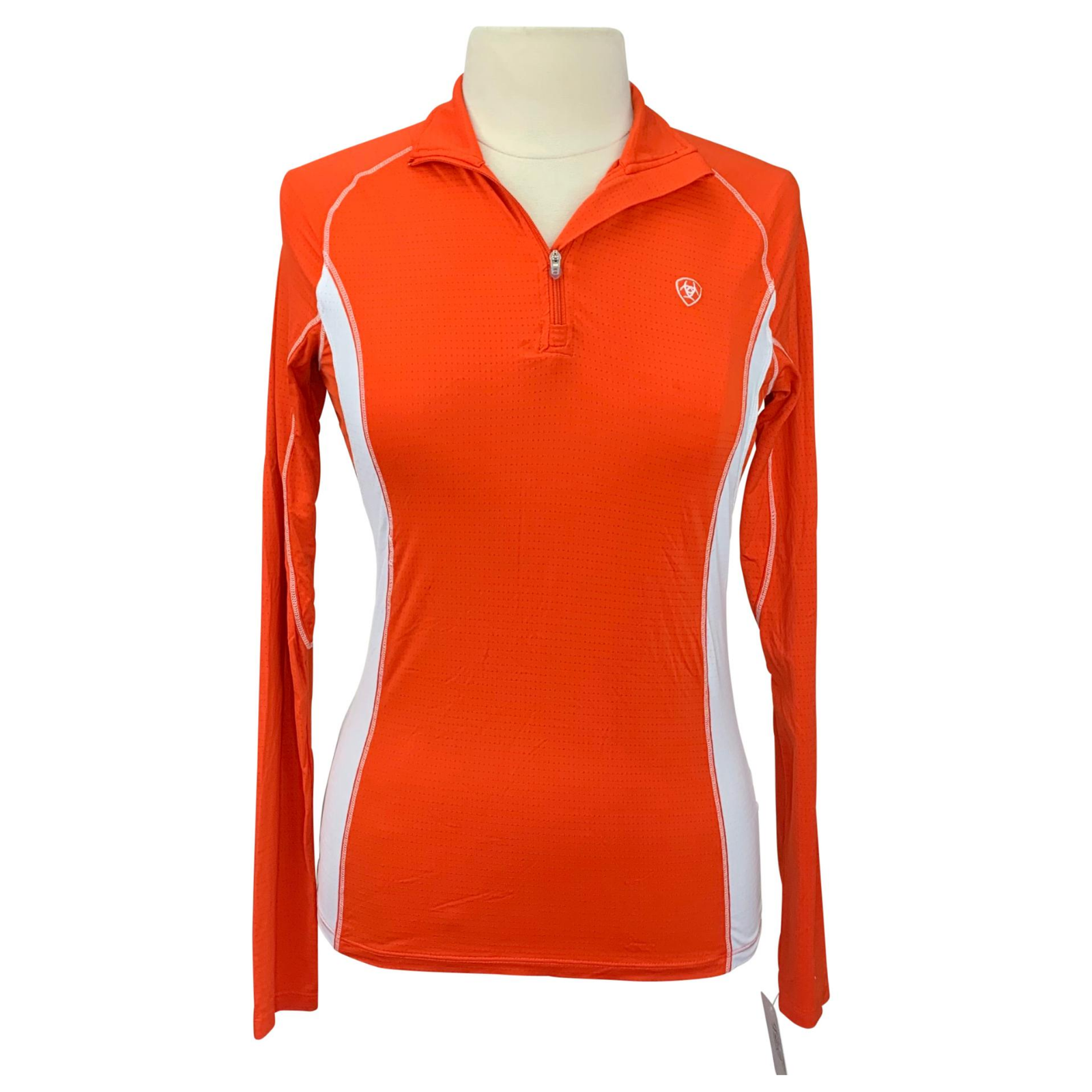 long sleeve polo shirt on mannequin on white background.
