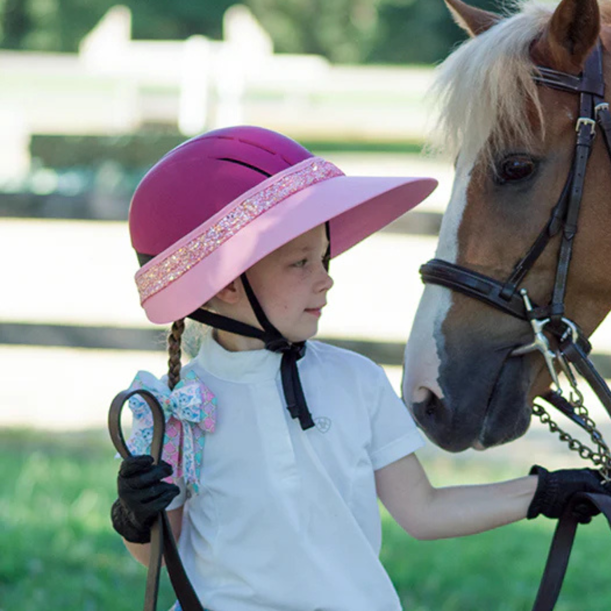 EquiVisor 'Glitz' Sun Visor in Pink/Pink Glitter Band