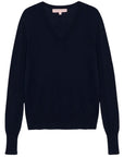 Hannah Childs 'Angelina Stripe' V-Neck Sweater in Midnight/White - Women's XS