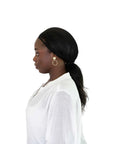 Side view of Ellsworth Ponytail Hairnet in Black - One Size